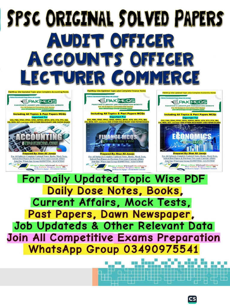 SPSC Accounts Officer, Audit Officer, Lecturer Commerce & Economics ...