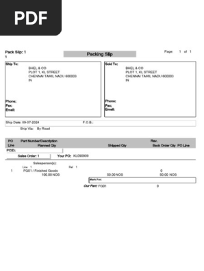 Packing Slip