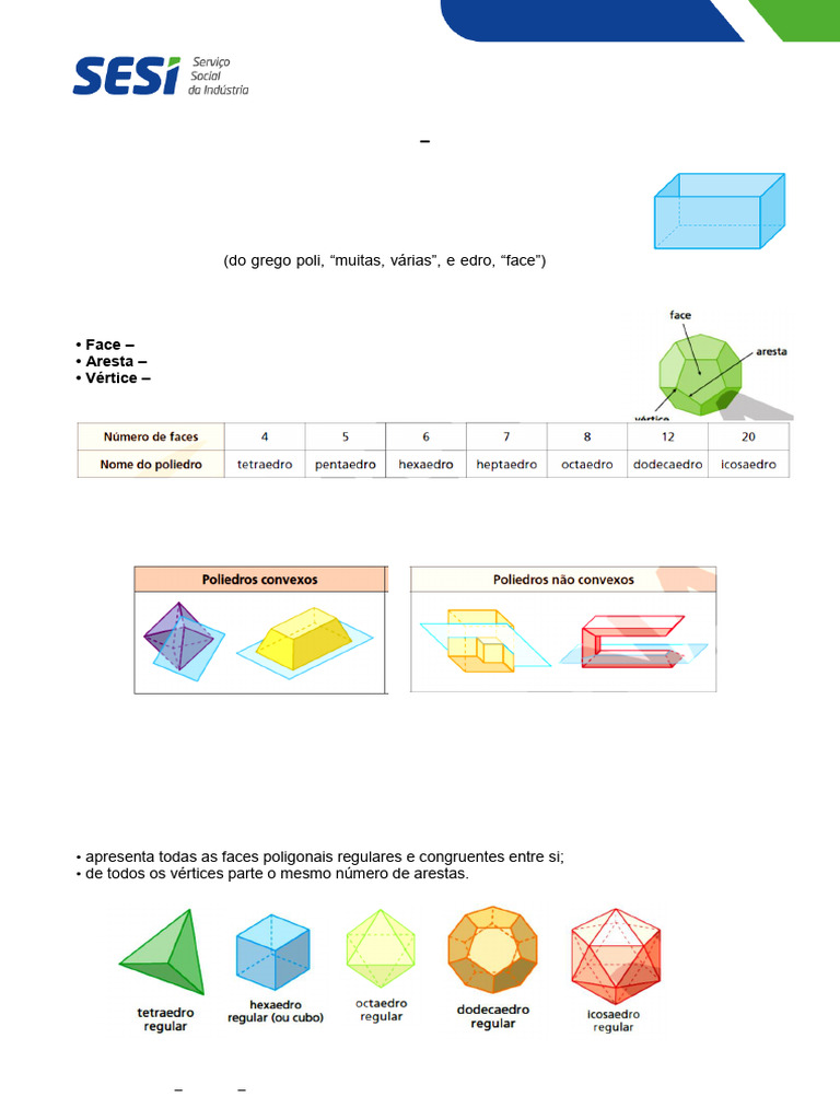 Exercícios sobre Poliedros Convexos | PDF | Vértice (Geometria ...