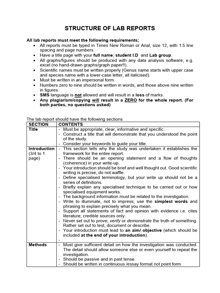 Lab Report Structure and Guidelines | PDF | Career & Growth