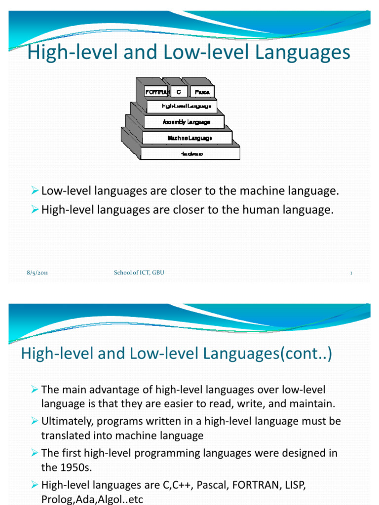 High Level Language and Low Level Language - Compress | PDF