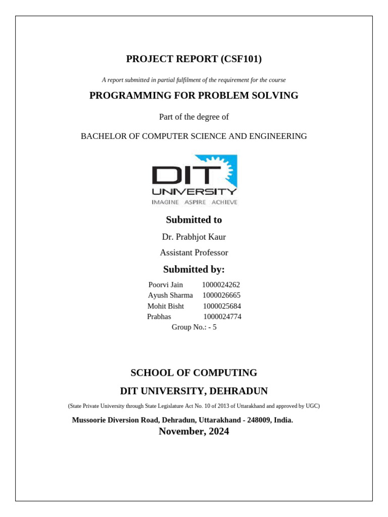 Calendar Printing Project Report | PDF | Input/Output | Computer Program