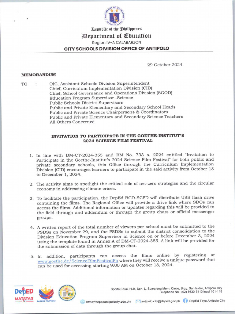 Um 645 Invitation To Participate in The Goethe Nstituts 2024 Science ...