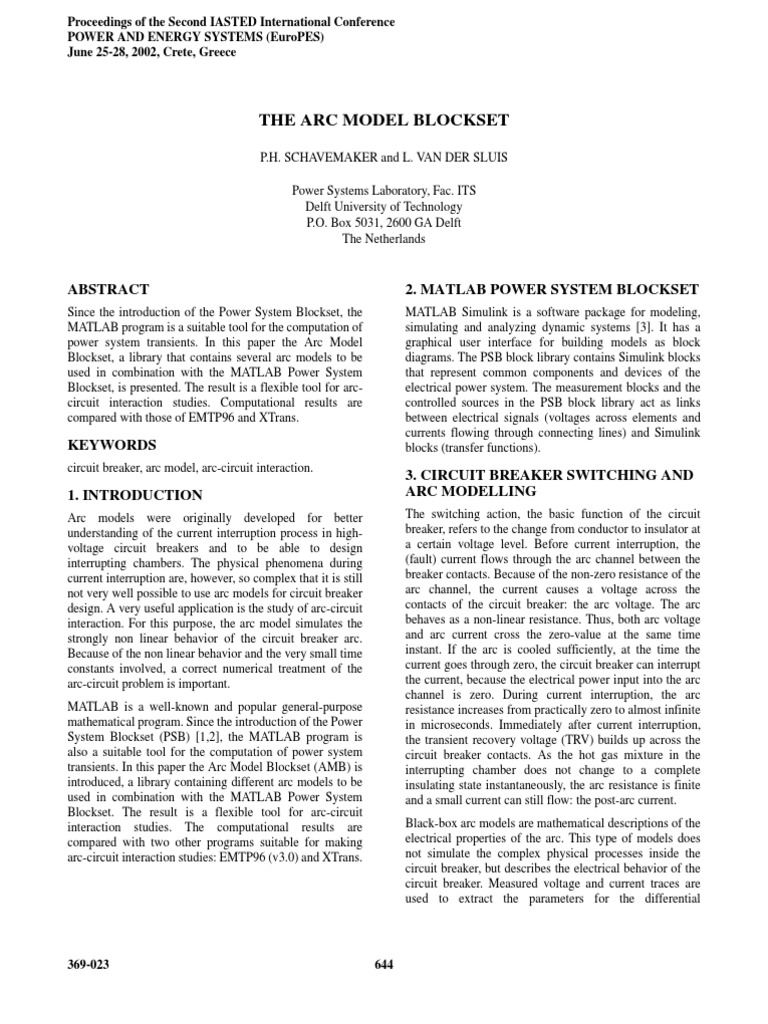 Arc Model | PDF | Electrical Network | Electric Arc