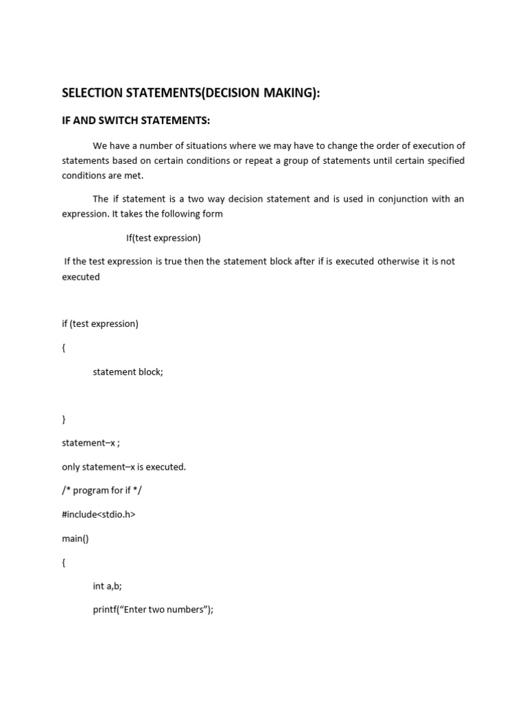 Syntax If, Switch, For, While, Do, Break, Continue | PDF | Control Flow ...