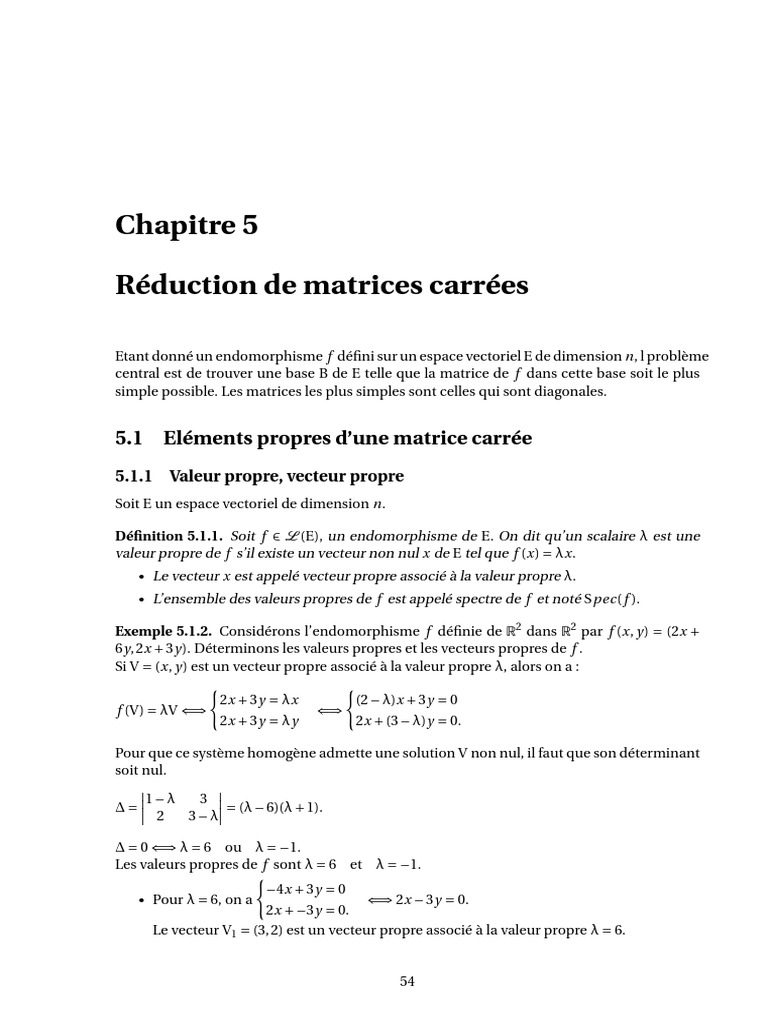 Réduction de matrices carrées | PDF | Valeur propre, vecteur propre et ...