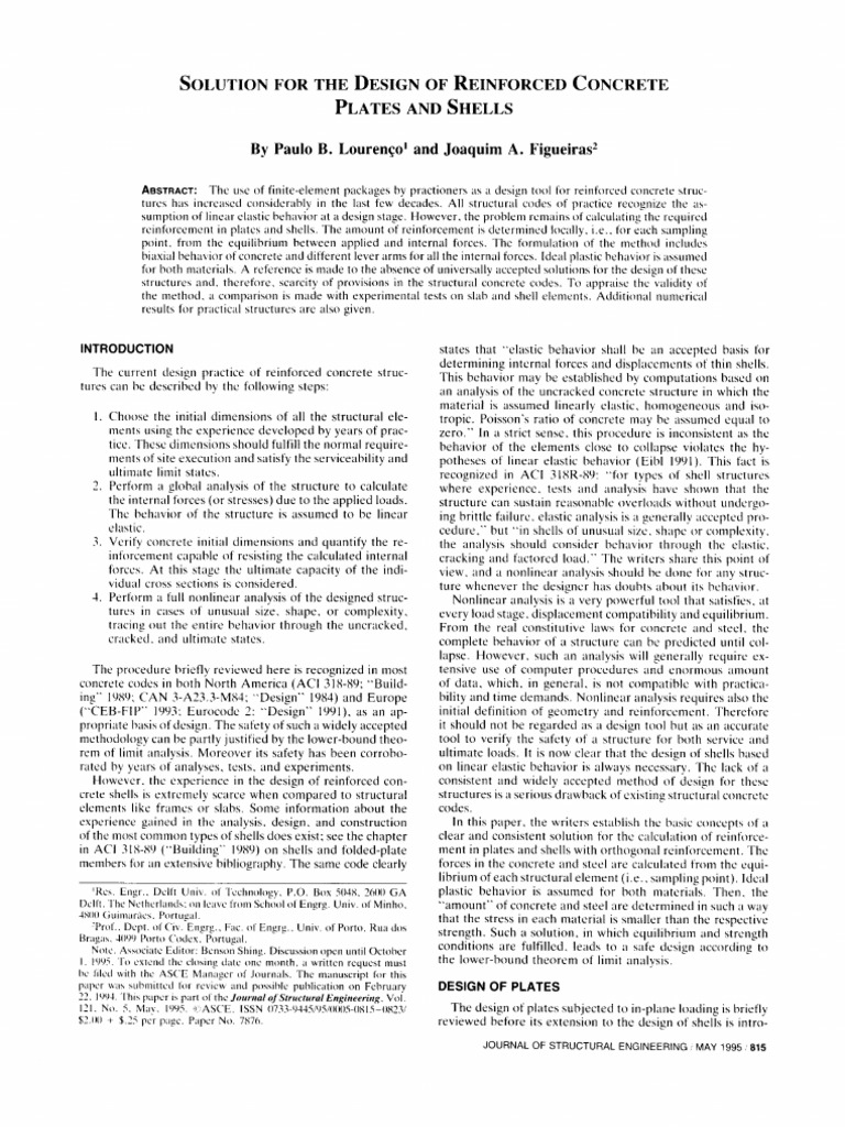 Reinforced Concrete Plates and Shells Design | PDF | Elasticity ...