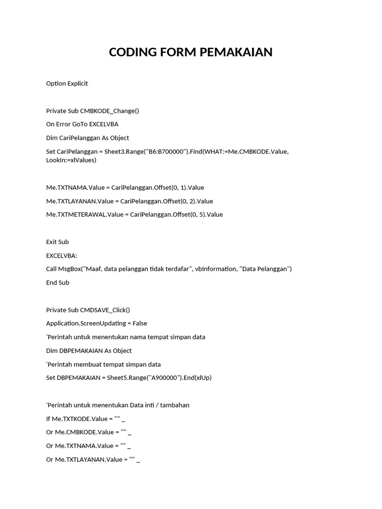 Coding Form Pemakaian | PDF | Computer Programming | Control Flow