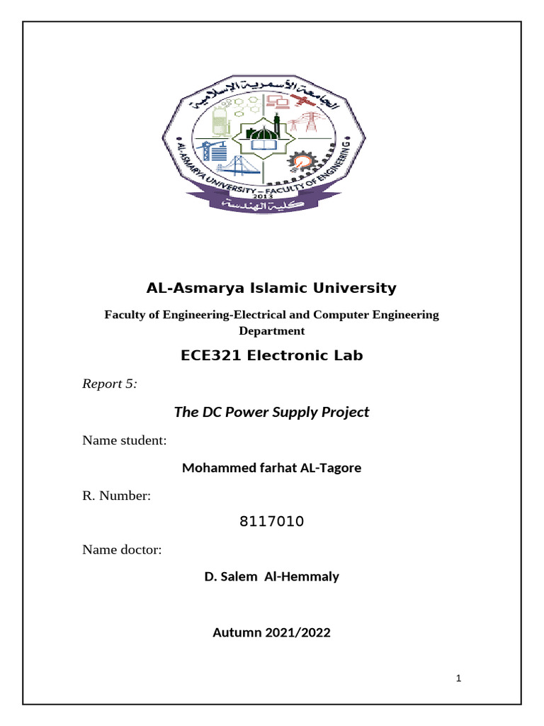 DC Power Supply Design Report | PDF | Rectifier | Power Supply