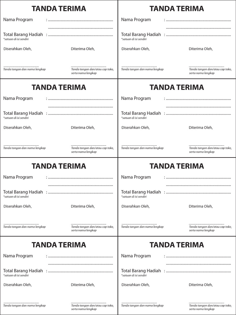 Contoh Tanda Terima Barang Hadiah | PDF