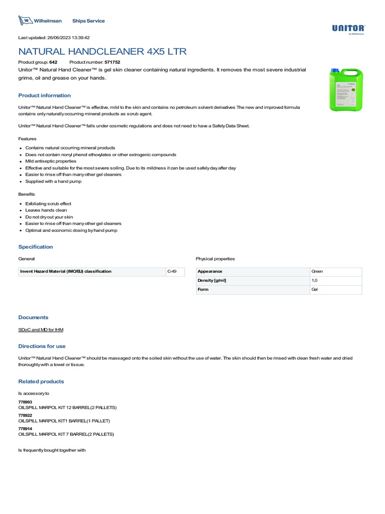 Natural Handcleaner 4X5 LTR | PDF