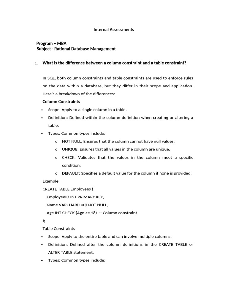 Rational Database Mang E2 | PDF | Relational Database | Table (Database)