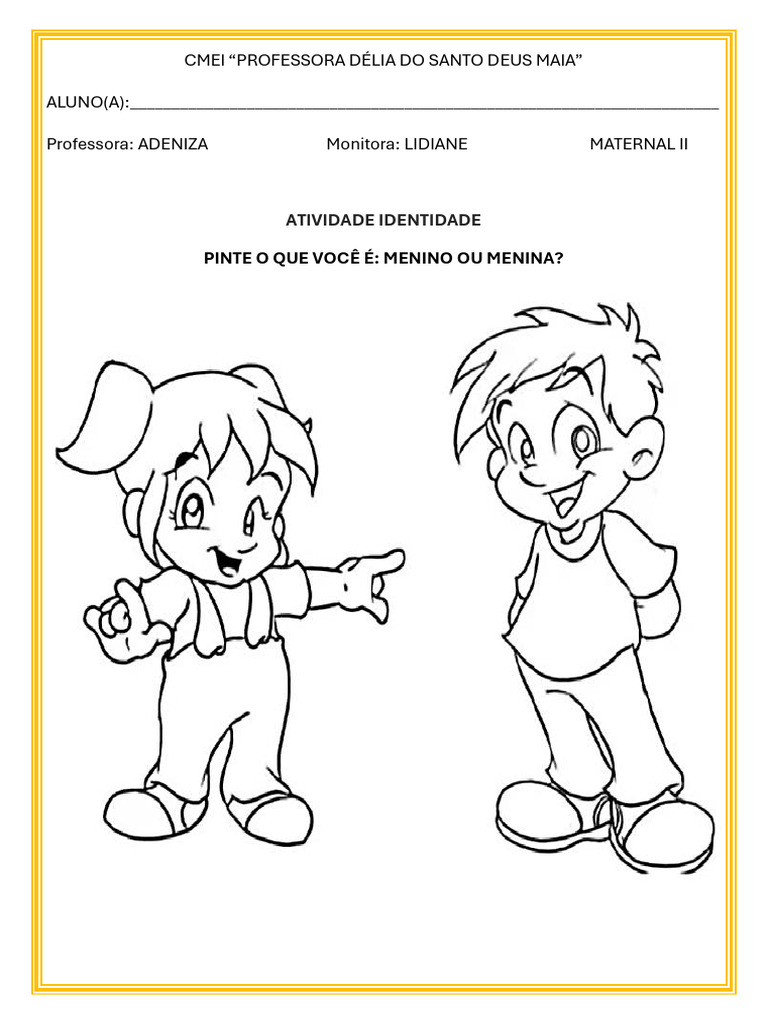 Atividade de Identidade para Maternal II | PDF | Carreira e Crescimento