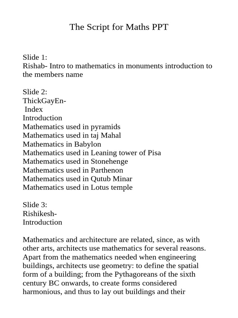 The Script For Maths | PDF | Mathematics