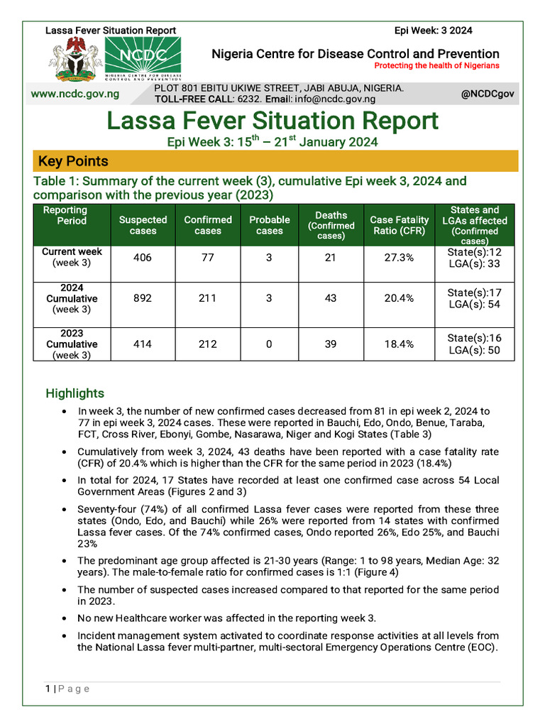 An Update of Lassa Fever Outbreak in Nigeria - 180124 - 3 | PDF ...