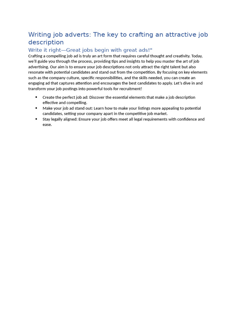 LP - Job Ad Workbook - EN | PDF | Business