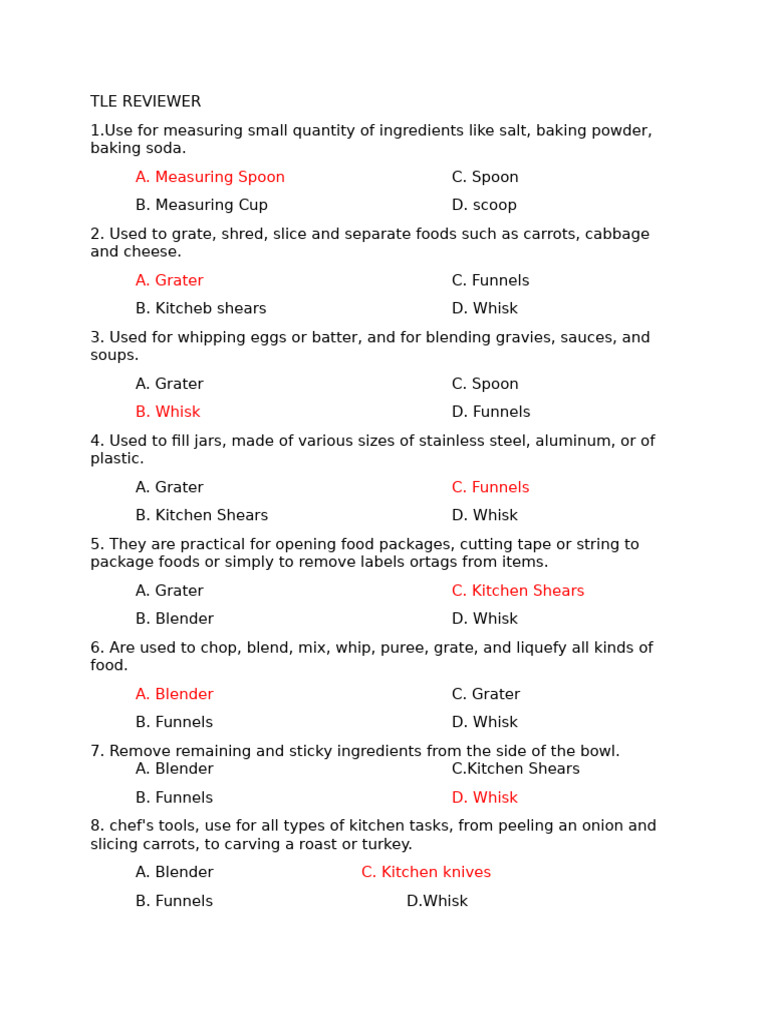 Tle Reviewer Pdf Desserts Custard