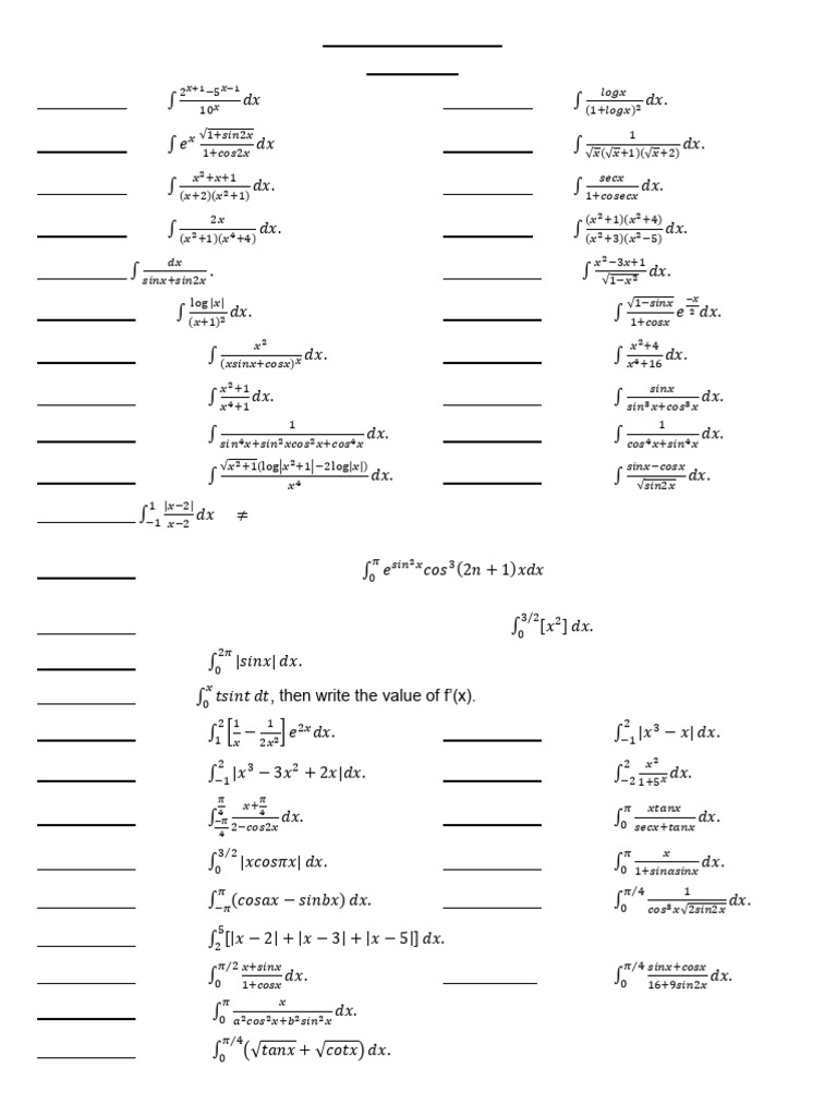Pyq Of Chapter 7 Integrals Pdf