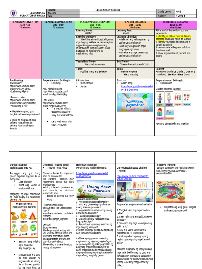 Q1 - Catch Up Friday Week 1 | PDF