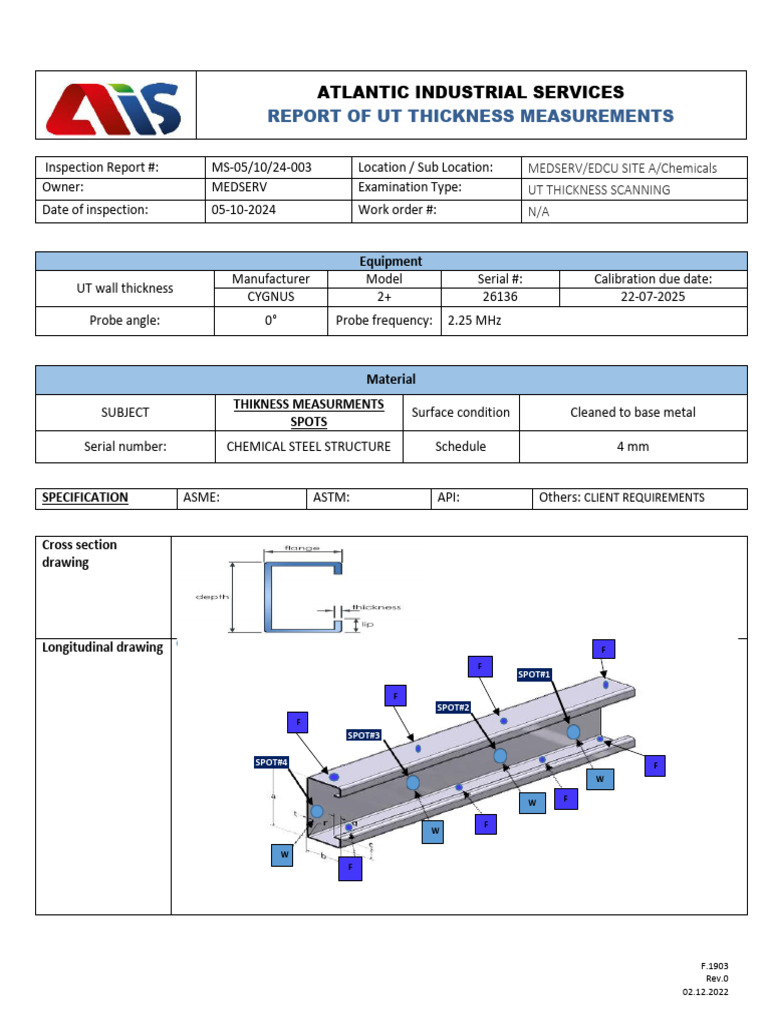 UT Thickness Measurement Report | PDF