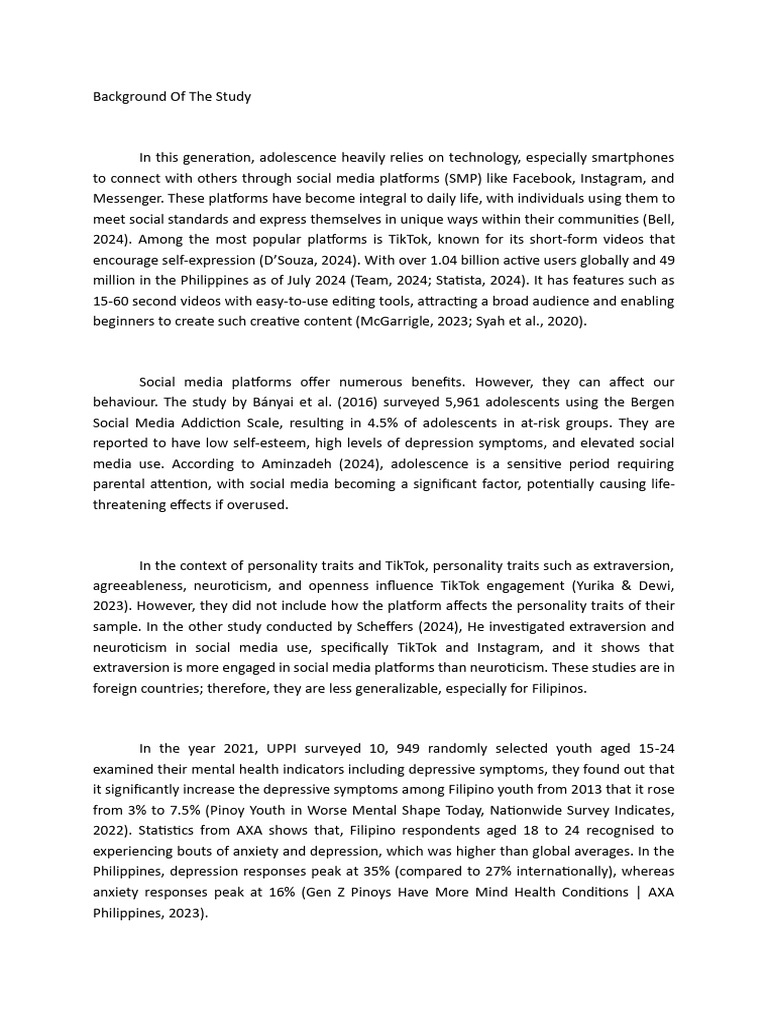 Tiktok S Impact On Filipino Youth Mental Health Pdf Social Media