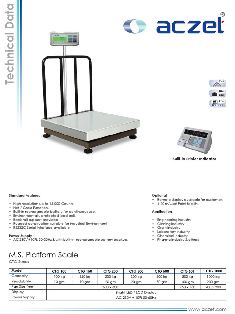 M.S. Platform Scale CTG Series | PDF | Personal Computers | Electrical ...