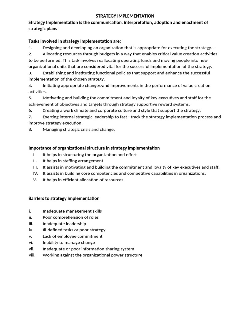 Effective Strategy Implementation Guide | PDF | Diversification ...