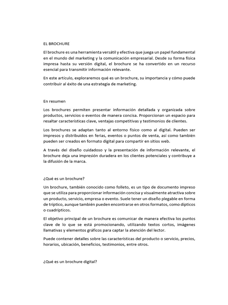 EL BROCHURE | PDF | Multimedia | Business