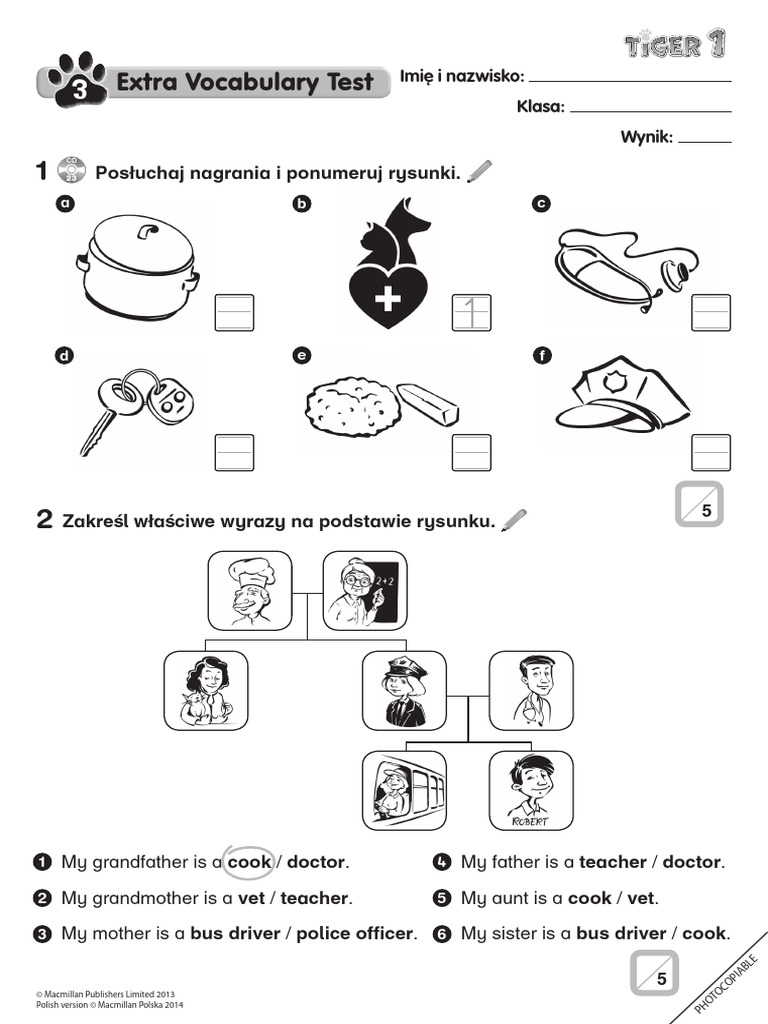 Tiger 1 Unit 3 Test Materials Pdf