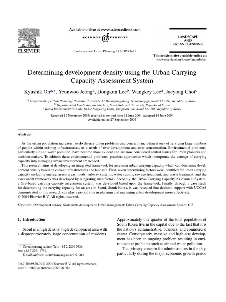 Urban Carrying Capacity in Seoul | PDF | Sewage | Sustainability