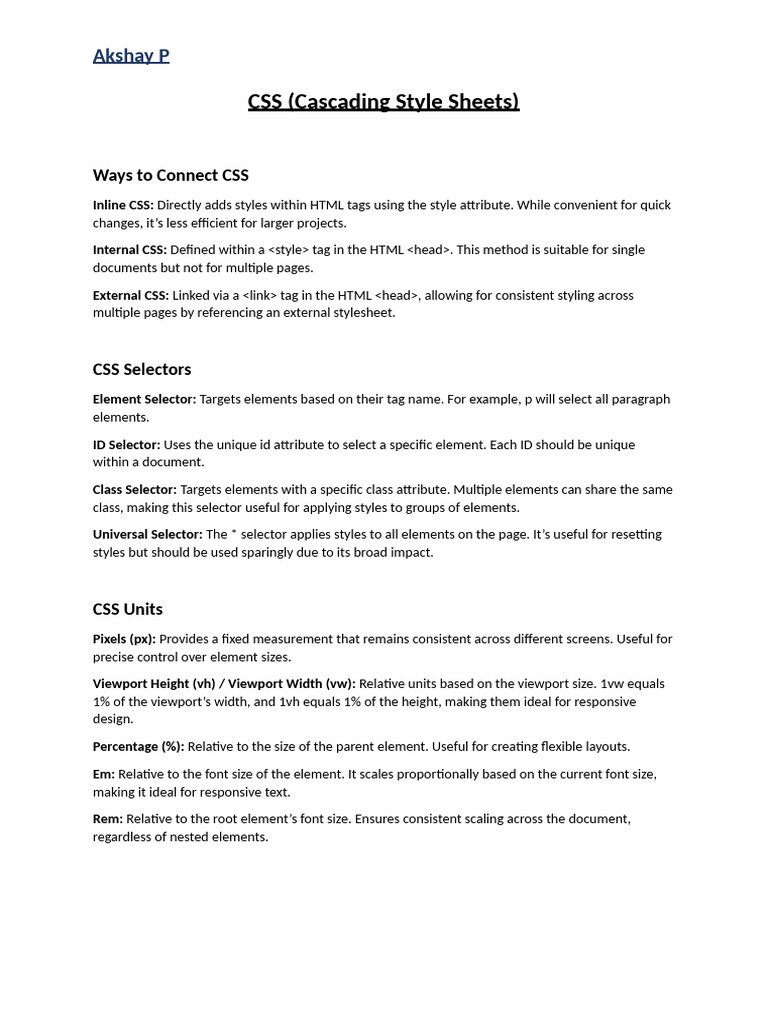 CSS Documentation | PDF | Software Development | Cascading Style Sheets