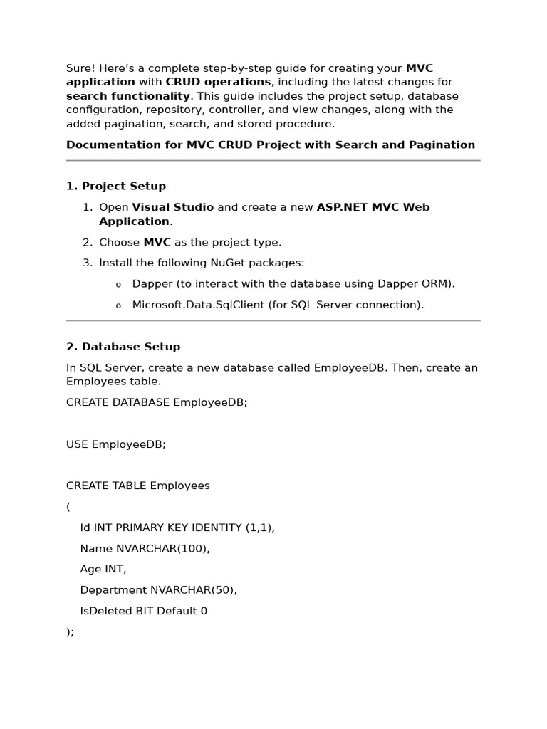 MVC CRUD with Dapper and Search | PDF | Database Index | Databases