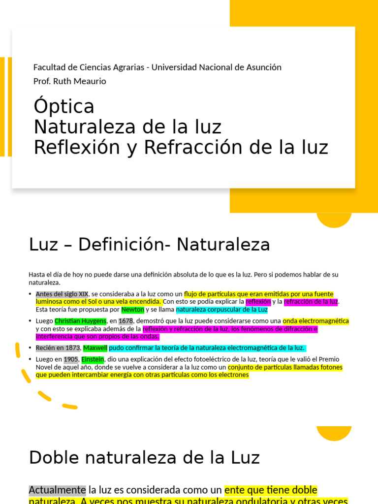 Naturaleza, Reflexión y Refracción de La Luz | PDF | Ligero | Reflexión ...