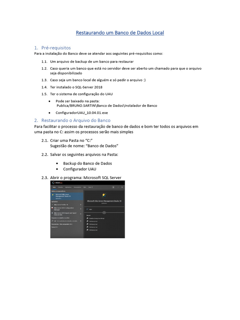 Restaurando Um Banco de Dados Local | PDF | Microsoft SQL Server ...