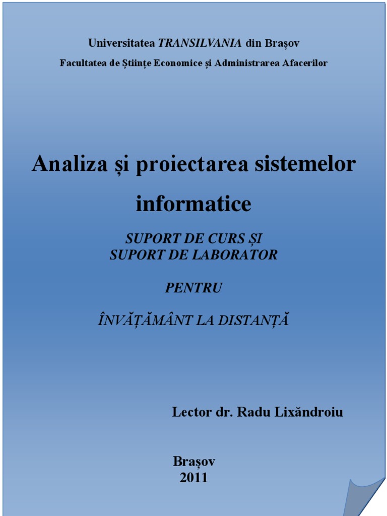 Analiza Si Proiectarea Sistemelor Informatice | PDF