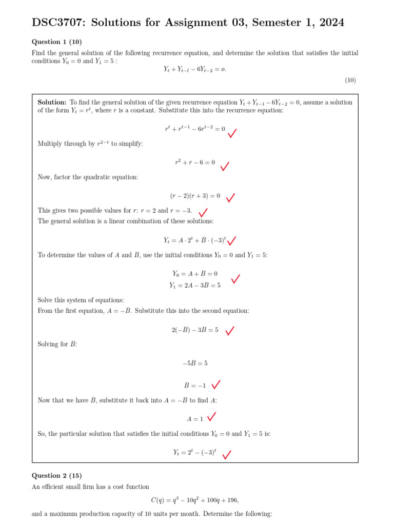 Recurrence Equations and Cost Functions | PDF | Equations | Applied ...