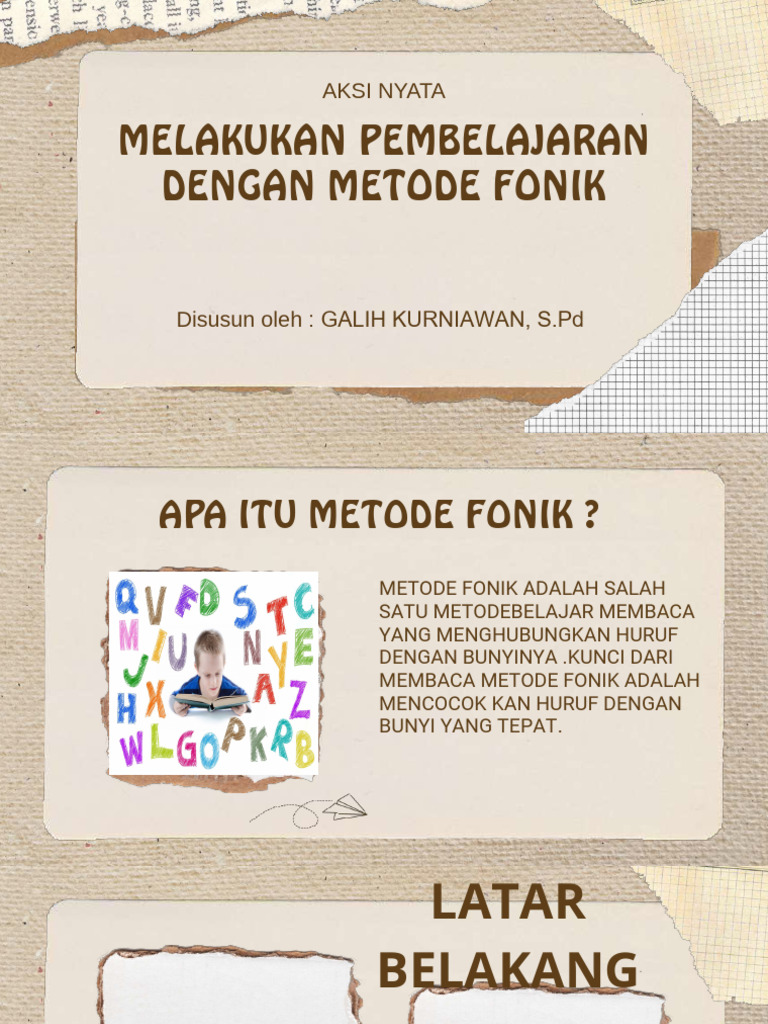Metode Fonik untuk Pembelajaran Membaca | PDF