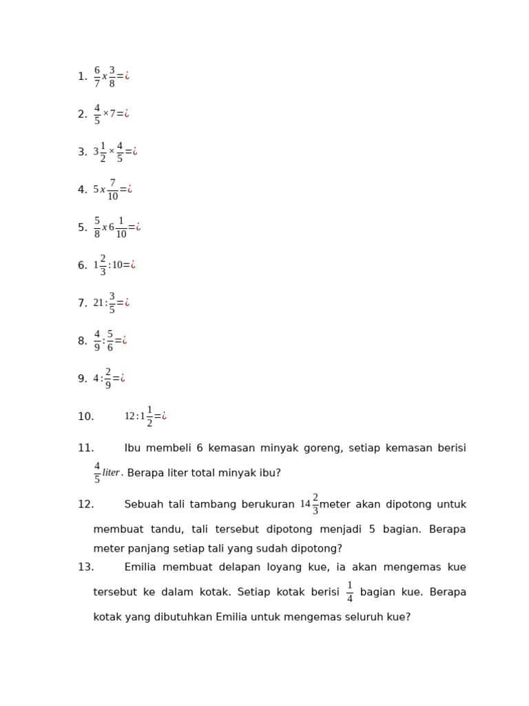 Soal Pecahan dan Desimal Kelas 6 | PDF