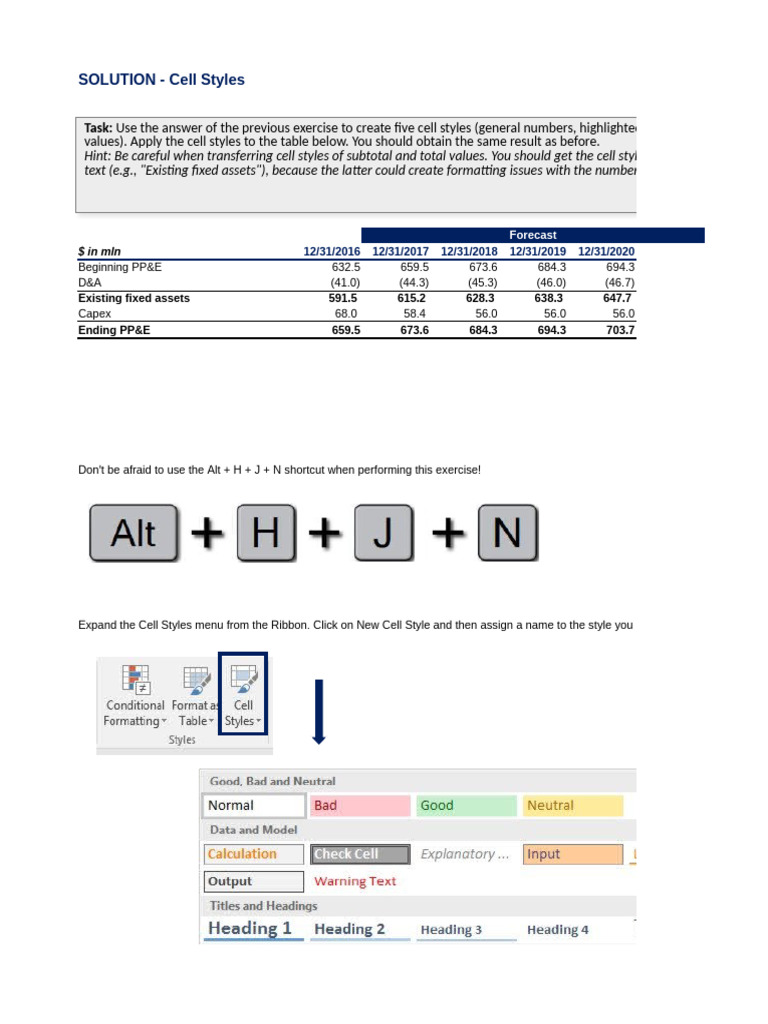 Cell Styles for Financial Forecasting | PDF