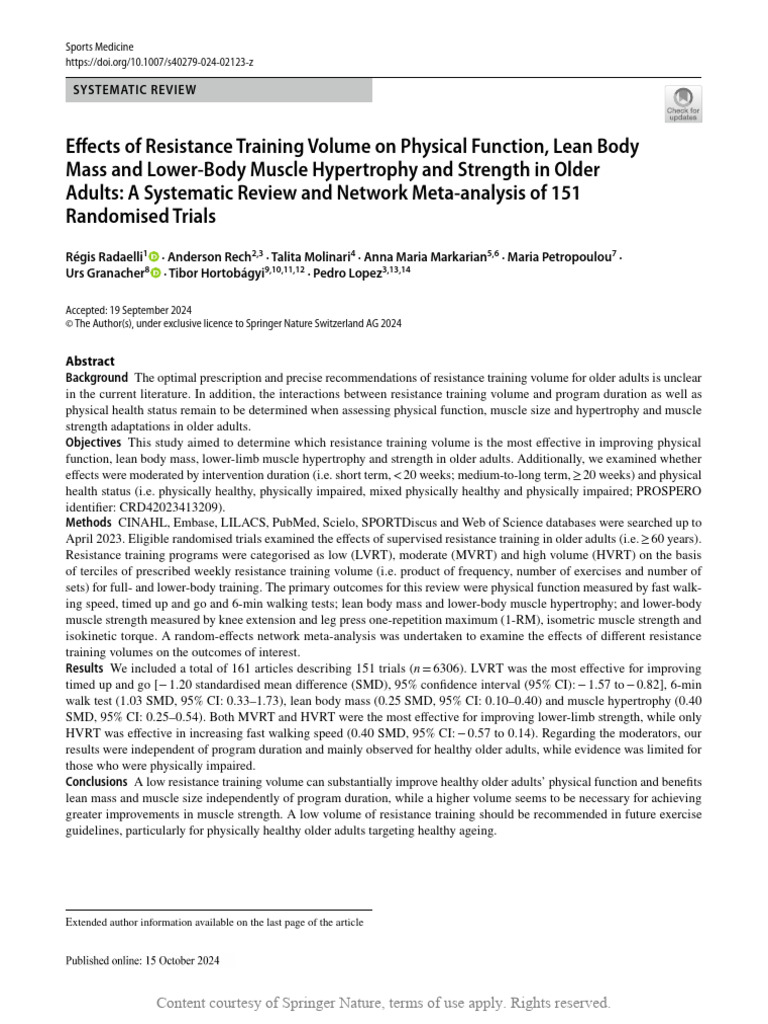 Effects of Resistance Training Volume in Older Adults (Radaelli Et Al ...