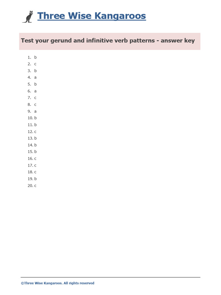 Gerund and Infinitive Answer Key | PDF