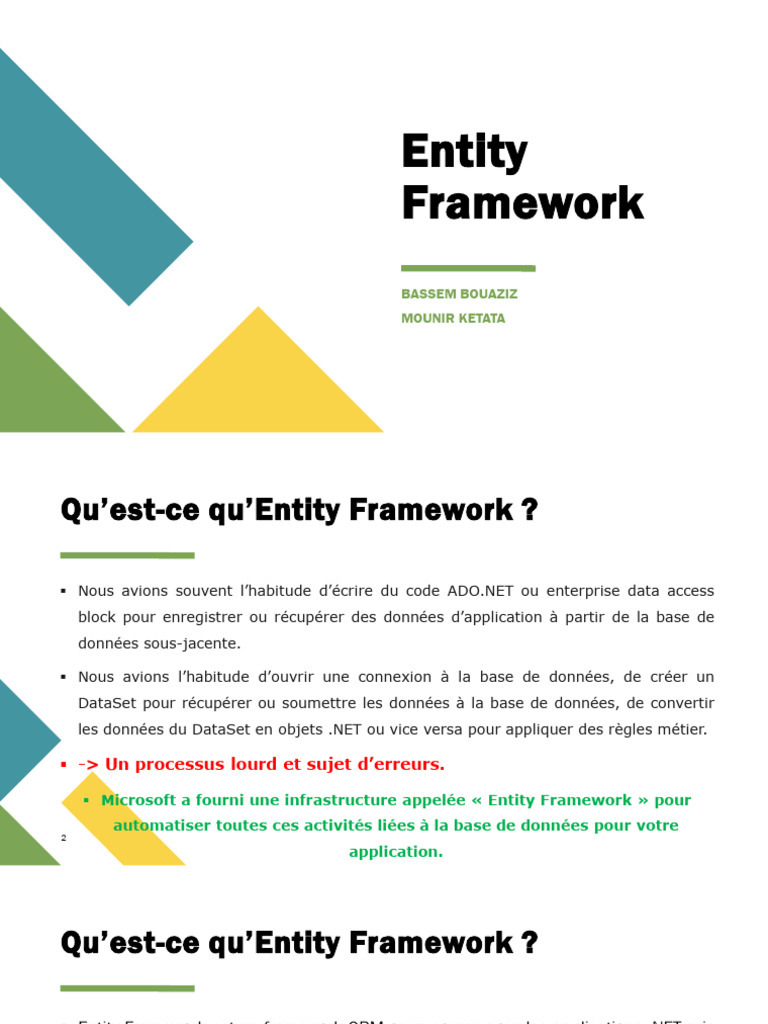 Introduction à Entity Framework | PDF | SQL | Bases de données