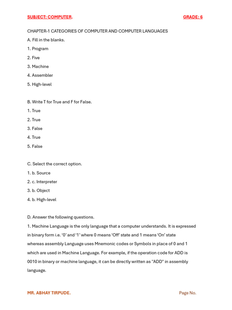 6th Grade Computer Basics Guide | PDF | Computer Program | Programming