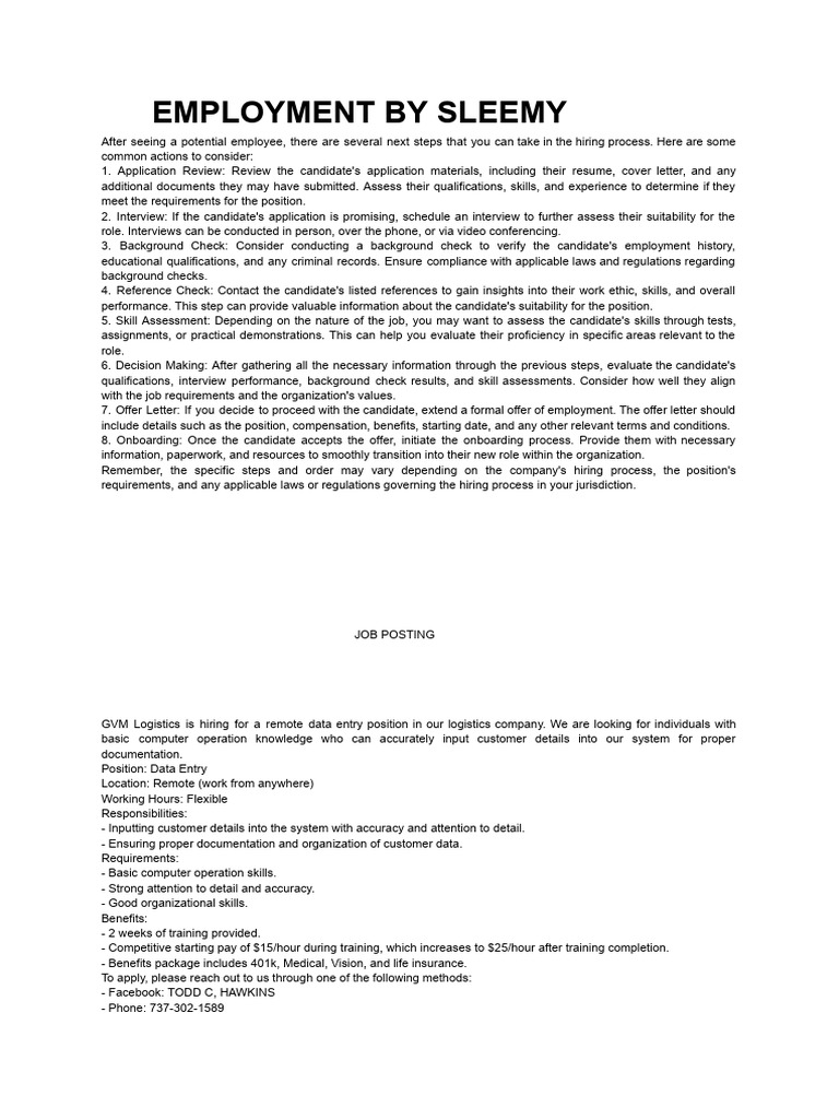 Data Entry Job Application Process Guide | PDF | Background Check ...