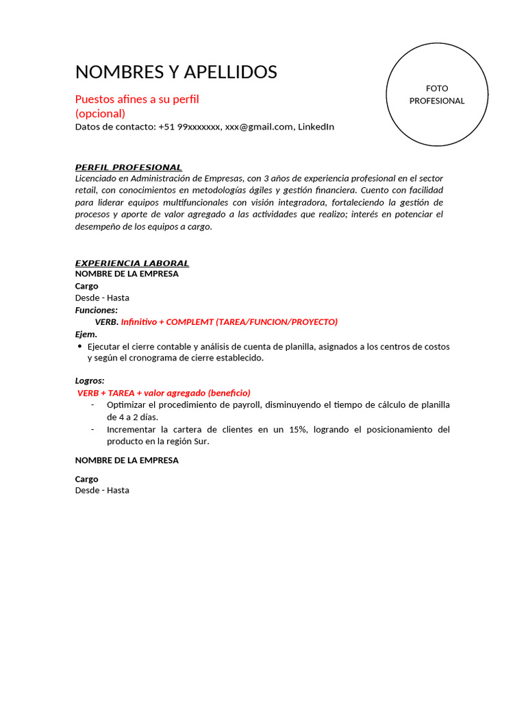 Modelo de CV 1 | PDF | Negocios