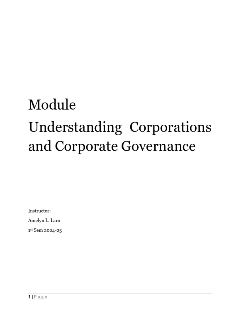 Corporate Governance and Social Responsibility Chapter 1 | PDF ...