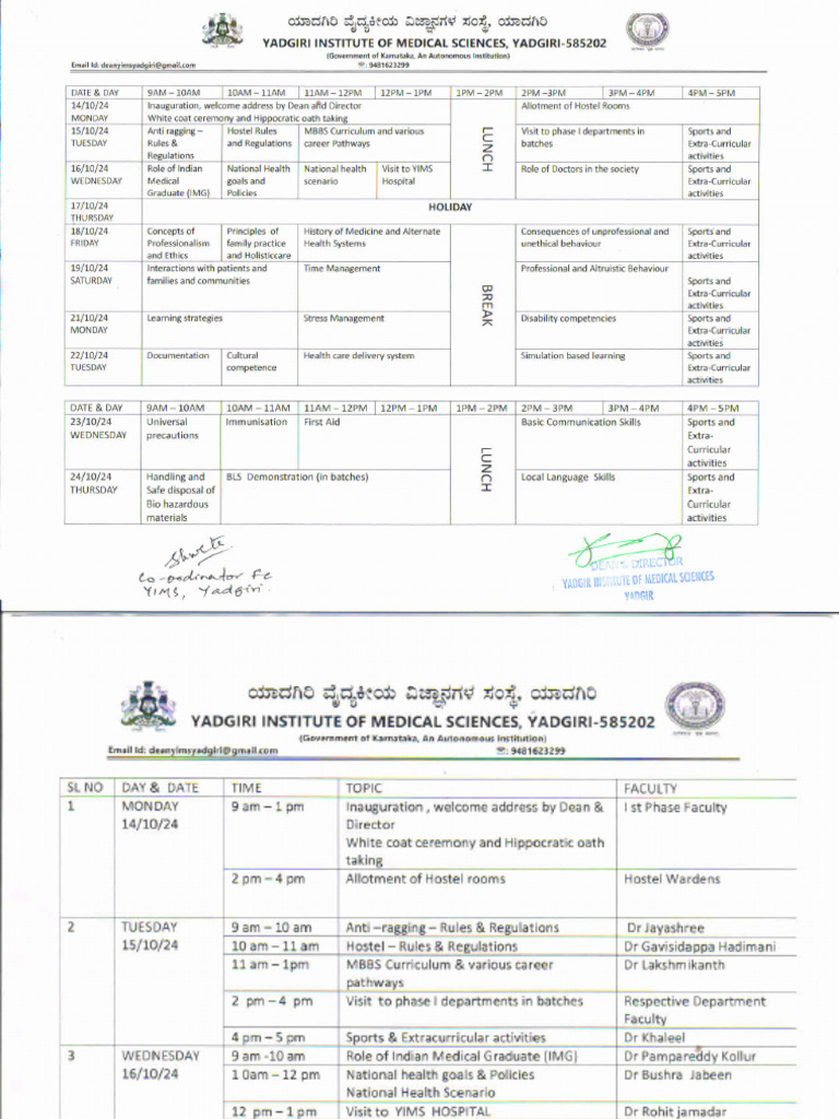Foundation Course Time Table | PDF