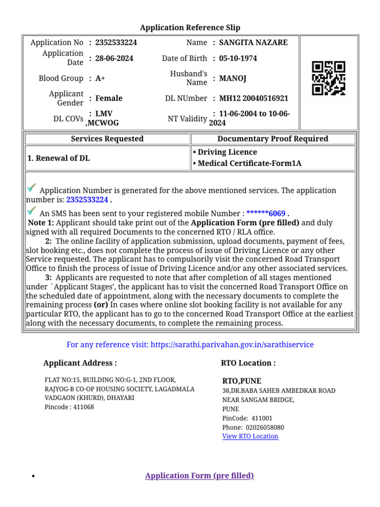 Renewal DL Acknowment | PDF | Driving