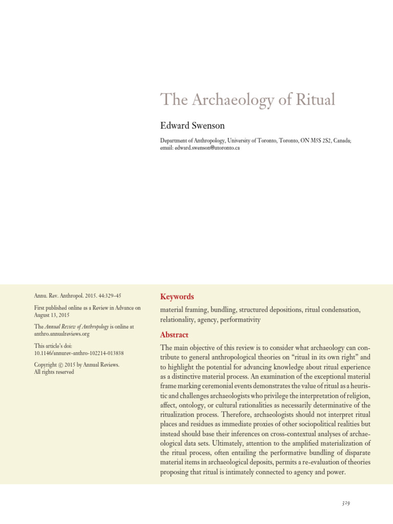 Understanding Ritual in Archaeology | PDF | Rituals | Archaeology