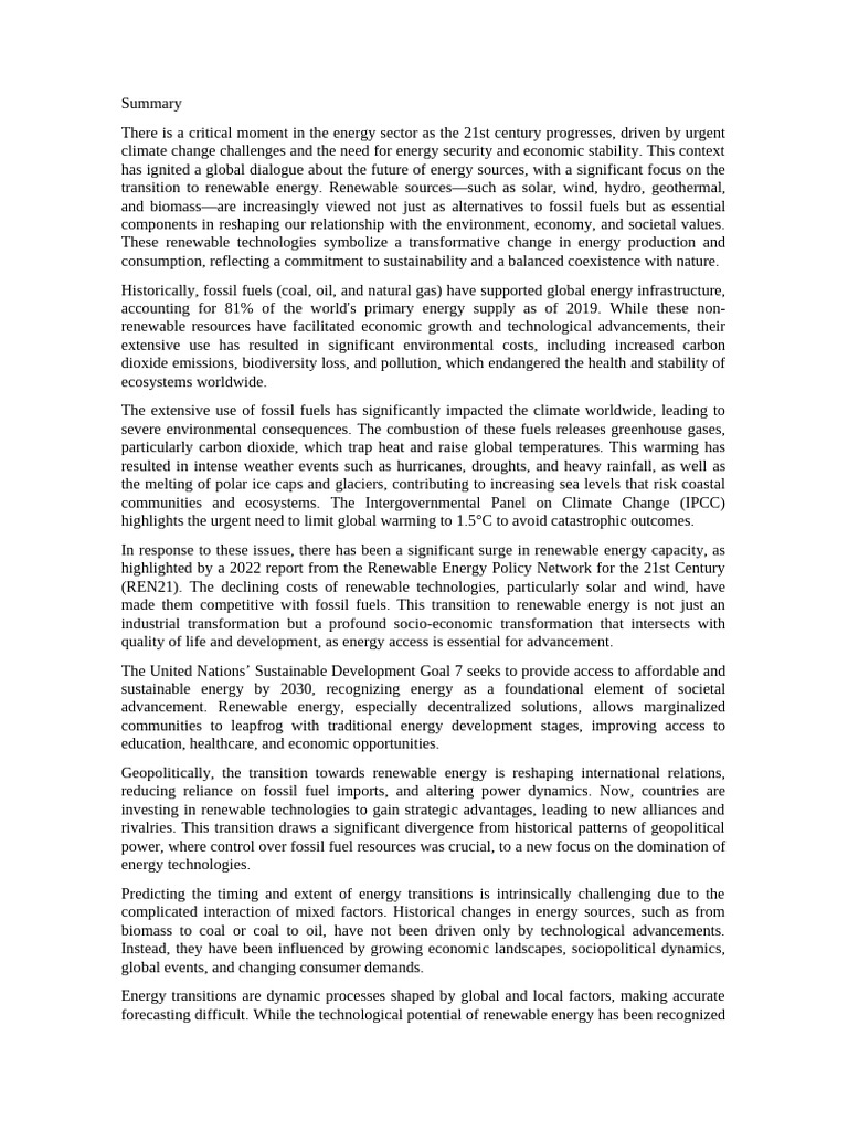 It Exists A Critical Moment in The Energy Sector As The 21st Century ...
